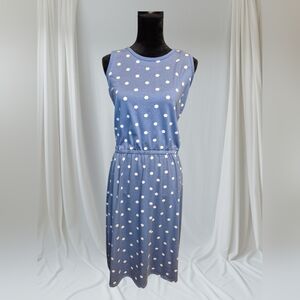 LuLaRoe Blue and White Polka Dot Midi Dress